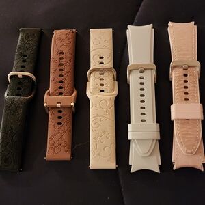 Elegant Floral Watch Band Set - Black, Brown, Cream, Tan